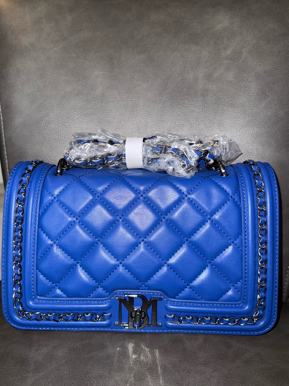 BADGLEY MISCHKA Royal Blue Quilted Vegan Leather X-body Bag - NWT